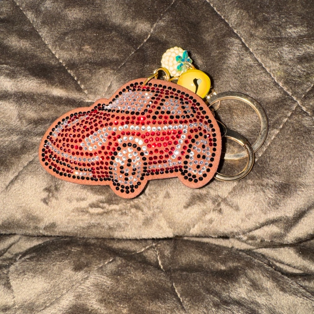 Rhinestone Red Car Keychain